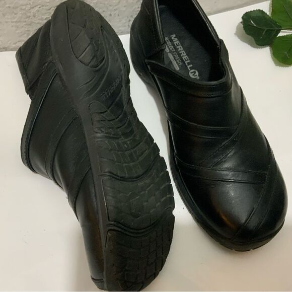 MERRELL Black Leather Select Fresh Air Cushion Mules Clogs 9.5 - Picture 6 of 10